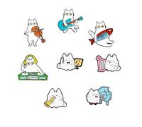 Bebochoi 8 Piezas Broche de Dibujos Animados, Lindo Broche, Gato Toca Instrumento Musical, Esmalte Pins de Gato Lindos, Lindos Broches De Animales, Broches para Niños, Para Mochilas, Ropa