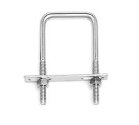 Bebochoi Perno en U cuadrado M10 x 100 mm x 180 mm Pernos en U Cuadrados Inox con Tuercas Placa de Marco para Instalaciones de Construcción de Tuberías y Aplicaciones Industriales