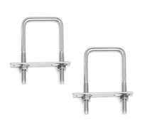 Bebochoi Perno en U cuadrado M10 x 80 mm x 150 mm 2 Piezas Pernos en U Cuadrados Inox con Tuercas Placa de Marco para Instalaciones de Construcción de Tuberías y Aplicaciones Industriales