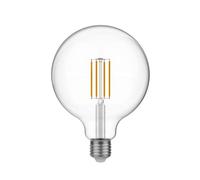 BeBulbs Bombilla LED Globo G125 T04 (E27, 7W, 806 lm, 2700K, incolora, regulable) - Filamentos alargados para una luz homogénea - Compatible con regulador de arrastre