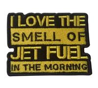 Bebuz - Parches bordados termoadhesivos para ropa con texto "I Love The Smell of Jet Fuel in The Morning" para coser en ropa, manualidades, chaquetas, vaqueros, mochilas
