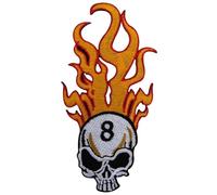 Bebuz - Parches termoadhesivos bordados con 8 bolas de calavera en llamas para ropa, apliques para coser para manualidades, chaquetas, vaqueros, mochilas