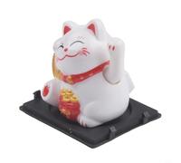Bebykilemi Adorno de gato de la suerte alimentado por energía solar, bonita decoración de tablero de Maneki Neko para automóvil, figura de gato de la fortuna japonesa, escritorio de oficina de gato