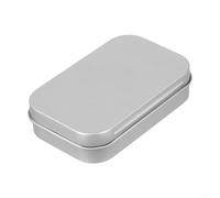 Bebykilemi Caja de almacenamiento rectangular de lata para el hogar, la oficina y el uso al aire libre organizado, 95 x 60 x 20 mm, caja compacta con bisagras abatibles, resistente al óxido (plata)