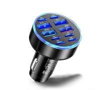 Bebykilemi Cargador de coche USB-C de 10 puertos con carga rápida PD y .0, pantalla de voltaje digital LED, salida máxima de 65 W, compatible con la serie 12-15, para Galaxy y