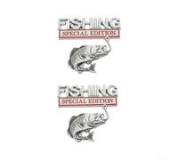 Bebykilemi Emblema de metal para vehículo de edición de pesca, accesorio de aleación de zinc, para SUV y pescadores, peces cromados, 82 x 72 mm, 1/2/4 piezas (2 unidades)