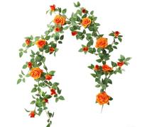 Bebykilemi Guirnalda de rosas artificiales para colgar de 6 pies para bodas rústicas, fiestas en el jardín, ceremonias de playa o decoración del hogar (naranja)