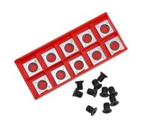 Bebykilemi Hoja cuadrada de carburo de 14 x 14 mm, hoja de cabeza cepilladora de 4 lados con tornillo M6, herramienta de tornillo para carpintería, juego de 10 piezas