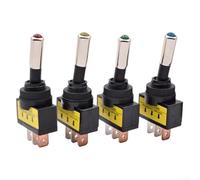 Bebykilemi Interruptor basculante SPST ON-OFF de 12 mm con indicador LED para montaje en panel industrial, 12 V/24 V CC, clasificación de 20 A, (azul)