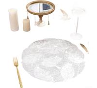 Bebykilemi Juego de 4 manteles individuales de PVC de lujo, 38 x 38 cm, impermeables y resistentes al calor, con elegante patrón calado, protectores de mesa de comedor fáciles de mantener (plateado)