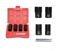 Bebykilemi Juego de 5 llaves de vaso, removedor de pernos de tuerca de lengüeta, herramienta extractora de tornillos dañados, funda de acero, para reparación de automóviles