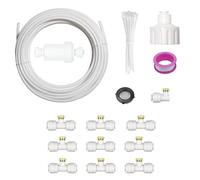 Bebykilemi Kit de refrigeración por atomización de jardín con 32 conectores de manguera de 8 pies y cabezal de pulverización de latón, kit de sistema de nebulización de jardín para control de
