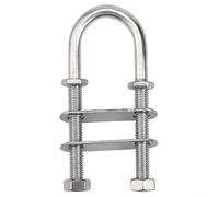 Bebykilemi Perno en U marino de acero inoxidable para popa de barco y amarre de ojo de arco, tamaño M8, inoxidable 304, plateado, con bridas y tuercas, capacidad de carga de 3500 libras