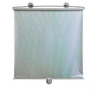 Bebykilemi Persiana enrollable retráctil con ventosa sin perforación, cortina opaca de PVC, 125 x 50 cm, paquete de 3 unidades para el hogar, la oficina y el coche (plateado)