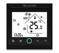 BecaSmart Series 002 Termostato Inteligente Wi-Fi Pantalla Táctil Termostato de Sala Cuatro Tubos para Aire Acondicionado Fan Coil con Conexión WiFi para Soporte Voz Inteligente (Cuatro Tubos, Negro)