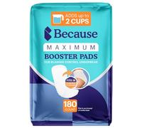 Because Almohadillas de refuerzo de incontinencia para hombres y mujeres, añade 2 tazas de absorción extra a los pañales de adultos, discreto, parte trasera de tira adhesiva, unisex (180 unidades (9