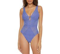 BECCA Color Play One Piece Swimsuit, Plunge Neck, Crochet, Bathing Suits for Women Traje de baño de una Sola Pieza, Cornflower, L para Mujer