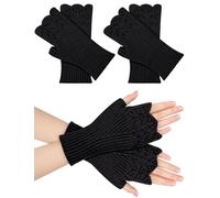 Becellen 2 Pares Guantes sin Dedos Mujer Invierno, Guantes de Medio Dedo de Punto Termicos para Mujer Niña
