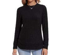 Becellen Jersey Mujer Otoño, Negro Basico Jerséis Manga Larga Clásico Suéter Moda Ligero Sweater Cuello Redondo Suelto Pullover Elegantes para Otoño Invierno Mujer