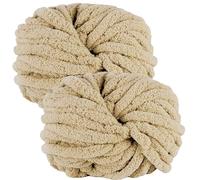 bechoanigel 2 Ovillos Lana Gruesa para Tejer a Mano, 500g Chenille Chunky Yarn, Ovillo Lana Gorda para Tejer a Mano Mantas, Bufandas y Gorros Suaves (Té con Leche)