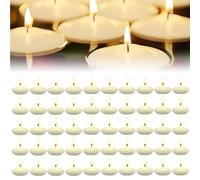 bechoanigel 50 Piezas Velas Flotantes para Agua, Sin perfume Sin Goteo Velas Flotantes, Velas Flotantes para Piscina, Floating Candles para Portavelas Cristal - Blanco Marfil