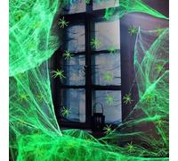 bechoanigel Decoración de telaraña luminosa de Halloween, 200 g, con araña decorativa de Halloween, 30 arañas, para interior y exterior, decoración para Halloween, casa y jardín