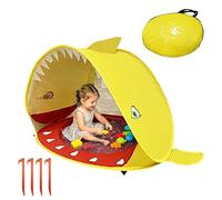 bechoanigel Refugio para la playa, color amarillo tiburón, refugio de playa pop up con piscina integrada fija, UPF 50+ protección UV para bebés y niños pequeños