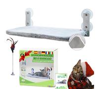 BECISPER - Hamaca Gato Ventana Plegable sin Cables - Cama Gato para Ventana - Hamaca Gato Ventana con Ventosa - Hamaca para Gatos, Hamaca Gato Pared Plegable con Juguete Incluido (Beige, Grande)