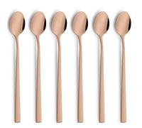 Beckmann & Rommerskirchen VISTA - Juego de 6 cucharas largas para latte macchiato, cobre PVD, acero inoxidable mate, para latte macchiato, cucharas largas