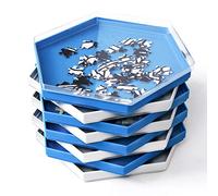 Becko - Bandejas apilables para rompecabezas con tapa - Accesorios para rompecabezas de hasta 1500 piezas - 8 bandejas hexagonales (azul y blanco)