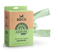 Beco Bolsas para caca de perro, 94% plástico reciclado, asas de corbata sin | Bolsas extra gruesas de 33 x 18 cm, a prueba de fugas, asas largas para atar fácilmente, dispensador estilo caja de pañuelos