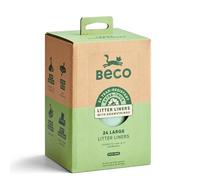 Beco Forro para bandeja de arena para gatos, forro de cordón resistente | Plástico reciclado extra grueso, resistente y resistente al desgarro; cierre de cordón seguro, ayuda a reducir el olor de la