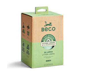 Beco Forro para bandeja de arena para gatos, forro de cordón resistente | Plástico reciclado extra grueso, resistente y resistente al desgarro; cierre de cordón seguro, ayuda a reducir el olor de la