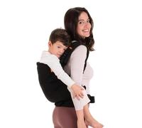 Beco Mochila porteo para niños con asiento extra ancho 100% algodón - Mochila para cargar niños liviana y respirable para usar en espalda o hacia el frente, Soporta niños de 9 a 27 kilos (Negro pleno)