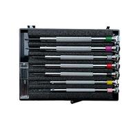 Beco Technic - Juego de 7 destornilladores de 0,60 a 2,00 mm en caja de plástico con cuchillas de repuesto para reparación de relojes