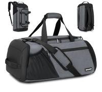 BECOJADDE Sporttasche Herren 40L groß Sporttaschen Reiserucksack mehrere Taschen Rucksack mit Schuhfach Nassfach Wasserdicht für Schulter und Hand Trainingtaschen Weekender Tasche Sports Bags, gris