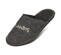 BeComfy Zapatillas de Hombre por Casa Fieltro Negro Gris Ligero Regalo Pantuflas Super Opa 40-46 EU (Super Opa, Sistema tallas calzado EU, Adulto, Números, mediano, 44)