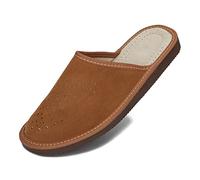 BeComfy Zapatillas Hombre Ante Cuero Pantuflas Suela EVA Zapatos de Casa 40-46 EU (Marrón, Sistema tallas calzado EU, Adulto, Números, mediano, 41)
