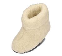 BeComfy Zapatillas para Mujer Hombre Unisex de Lana Oveja Cálido Natural Pantuflas Casa Bota Invierno Negro Grafito Cremoso Leo 36-46 EU (43 EU, Blanco)