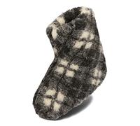 BeComfy Zapatillas para Mujer Hombre Unisex de Lana Oveja Cálido Natural Pantuflas Casa Bota Invierno Negro Grafito Cremoso Leo 36-46 EU (Cheque negro, 46)