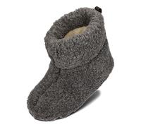 BeComfy Zapatillas para Mujer Hombre Unisex de Lana Oveja Cálido Natural Pantuflas Casa Bota Invierno Negro Grafito Cremoso Leo 36-46 EU (Antracita, 44)