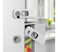 BECOMTO 5pcs Cerradura para Refrigerador de una Puerta para Seguridad Infantil,Bloqueo de Seguridad con Adhesivo de 3M,Cierres Seguridad Puertas Niño Para,Cajones,Neveras,No se Necesita Taladrar,Gris