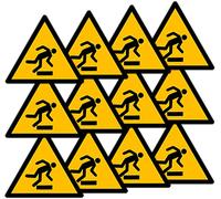 Becral - Pegatina Obstáculo a nivel de piso/Señal Triángulo W007 homologado, ASR A1.3, DIN EN ISO 7010 poliéster Amarillo negro (70mm - 12 unidades)