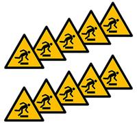 Becral - Pegatina Obstáculo a nivel de piso/Señal Triángulo W007 homologado, ASR A1.3, DIN EN ISO 7010 poliéster Amarillo negro (50mm - 10 unidades)
