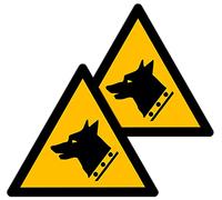 Becral - Pegatina Perro guardian/Señal Triángulo W013 homologado, ASR A1.3, DIN EN ISO 7010 poliéster Amarillo negro (150mm - 2 unidades)