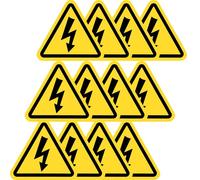 Becral® - Pegatina riesgo electrico | pegatinas vinilo para cuadro electrico | Triángulo con Rayo | normativa europea W012, ASR A1.3, DIN EN ISO 7010 poliéster Amarillo negro (70mm - 12 unidades)