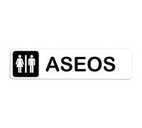Becral® - Señal adhesiva de PVC ASEOS | Placa puerta PVC BLANCO | Señal informativa | Cartel Puerta 200X50mm