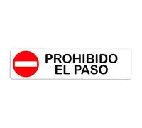 Becral® - Señal adhesiva de PVC PROHIBIDO EL PASO | Placa puerta PVC BLANCO | Señal informativa | Cartel Puerta 200X50mm