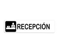 Becral® - Señal adhesiva de PVC RECEPCION | Placa puerta PVC BLANCO | Señal informativa | Cartel Puerta 200X50mm