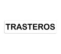 Becral® - Señal adhesiva de PVC TRASTEROS | Placa puerta PVC BLANCO | Señal informativa | Cartel Puerta 200X50mm